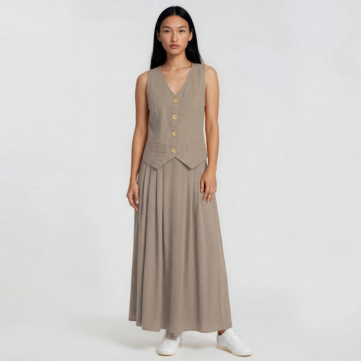 Organic Linen Vest & Maxi Skirt Set