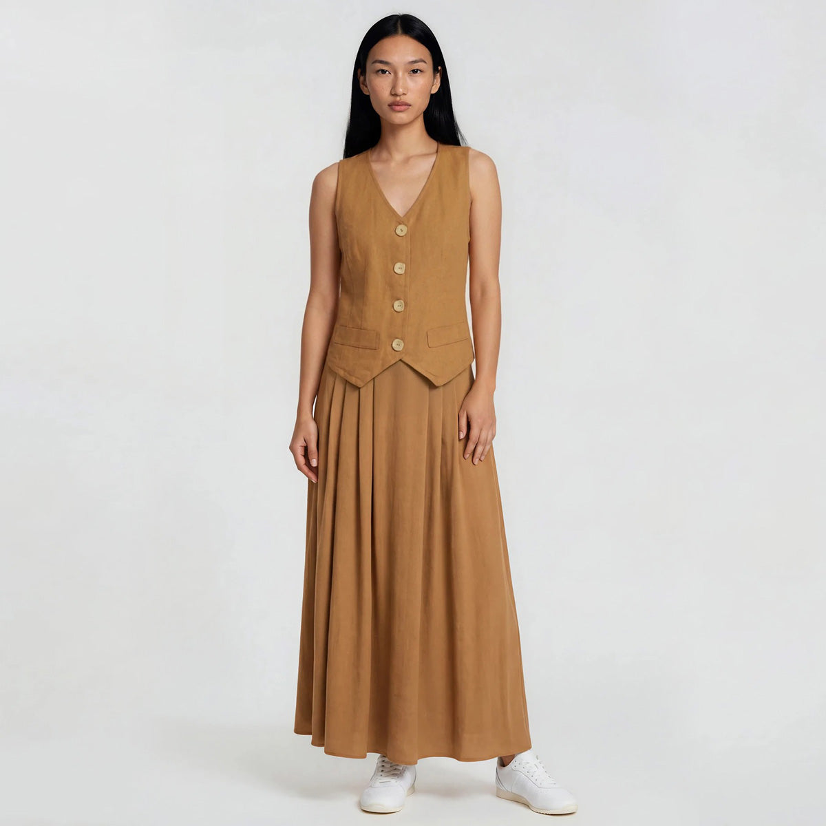 Organic Linen Vest & Maxi Skirt Set