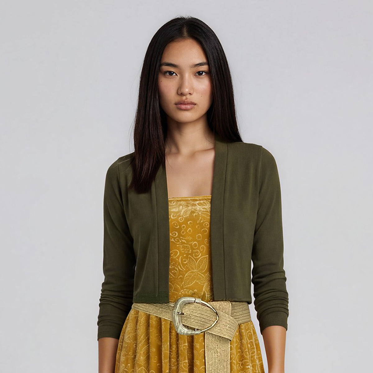 Classic Slimming Waisted Cardigan Long Sleeves Plain