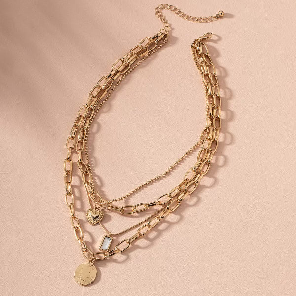 Chain Story Necklace Heart Diamond