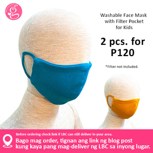 Cotton Solid Colors Washable Filter Pocket Face Cloth - Unisex, Comfortable & Reusable - 2 for P60