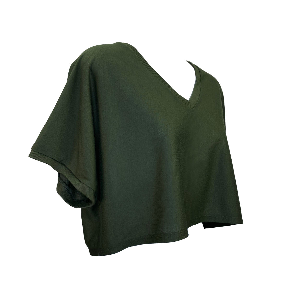 Deep-V Pullover Waisted Tee - Plain