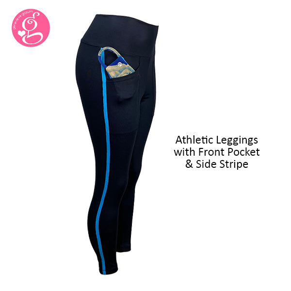 Athletic Leggings With Front Pocket & Side Stripe