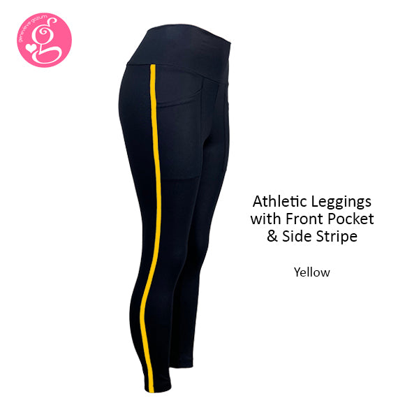 Athletic Leggings With Front Pocket Side Stripe Genevieve Gozum