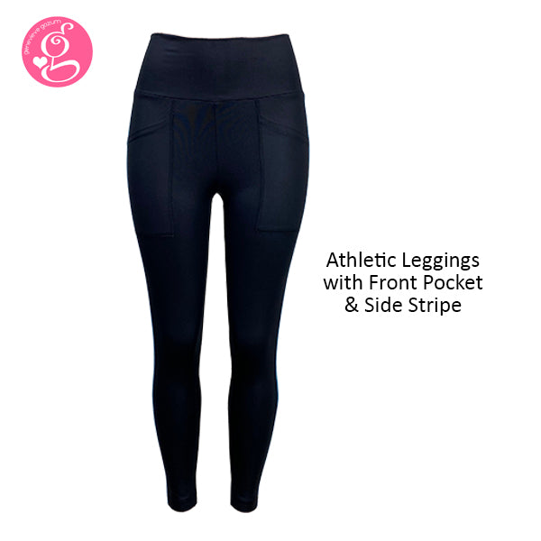 Athletic Leggings With Front Pocket & Side Stripe – Genevieve Gozum