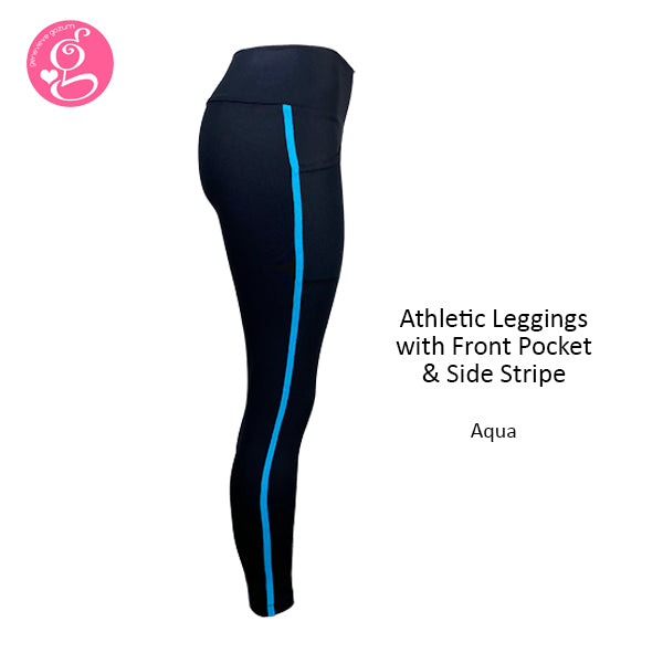 Athletic Leggings With Front Pocket & Side Stripe – Genevieve Gozum