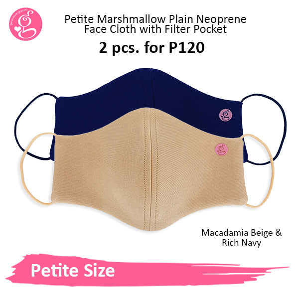 Marshmallow Plain Neoprene With Filter Pocket - Petite or Small Face Size 2 pcs for P60