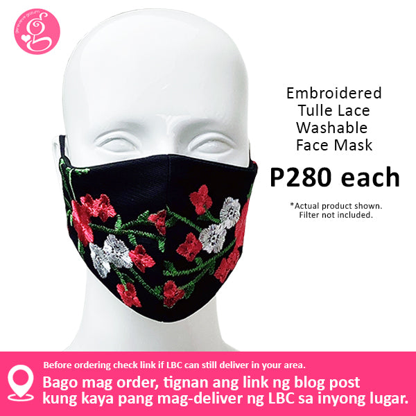 Embroidered Tulle Lace Face Mask