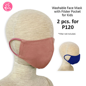 Cotton Solid Colors Washable Filter Pocket Face Cloth - Unisex, Comfortable & Reusable - 2 for P60
