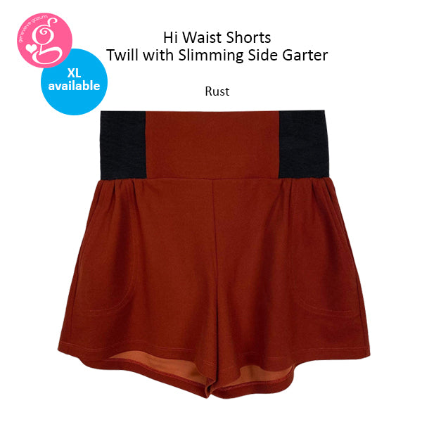 Hi Waist Shorts Twill with Slimming Side Garter