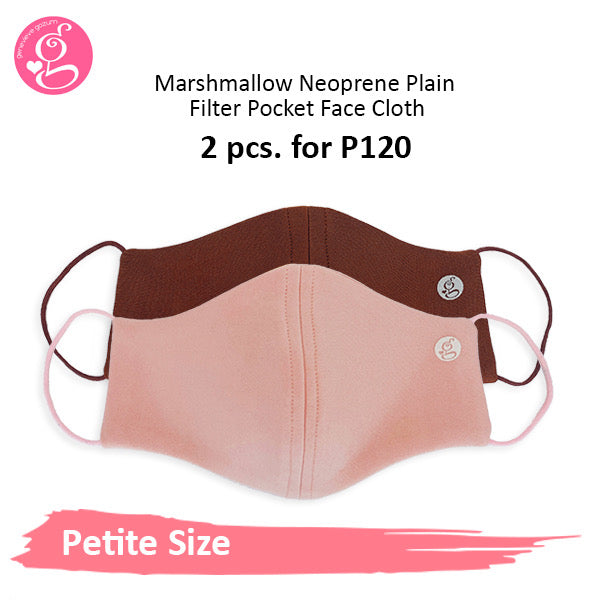 Marshmallow Plain Neoprene With Filter Pocket - Petite or Small Face Size 2 pcs for P60