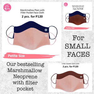 Marshmallow Plain Neoprene With Filter Pocket - Petite or Small Face Size 2 pcs for P60