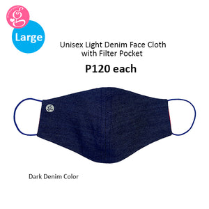 Chambray Plain Large Washable Filter Pocket Face Mask - Unisex, Comfortable & Reusable