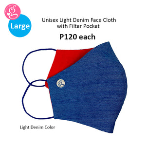 Chambray Plain Large Washable Filter Pocket Face Mask - Unisex, Comfortable & Reusable