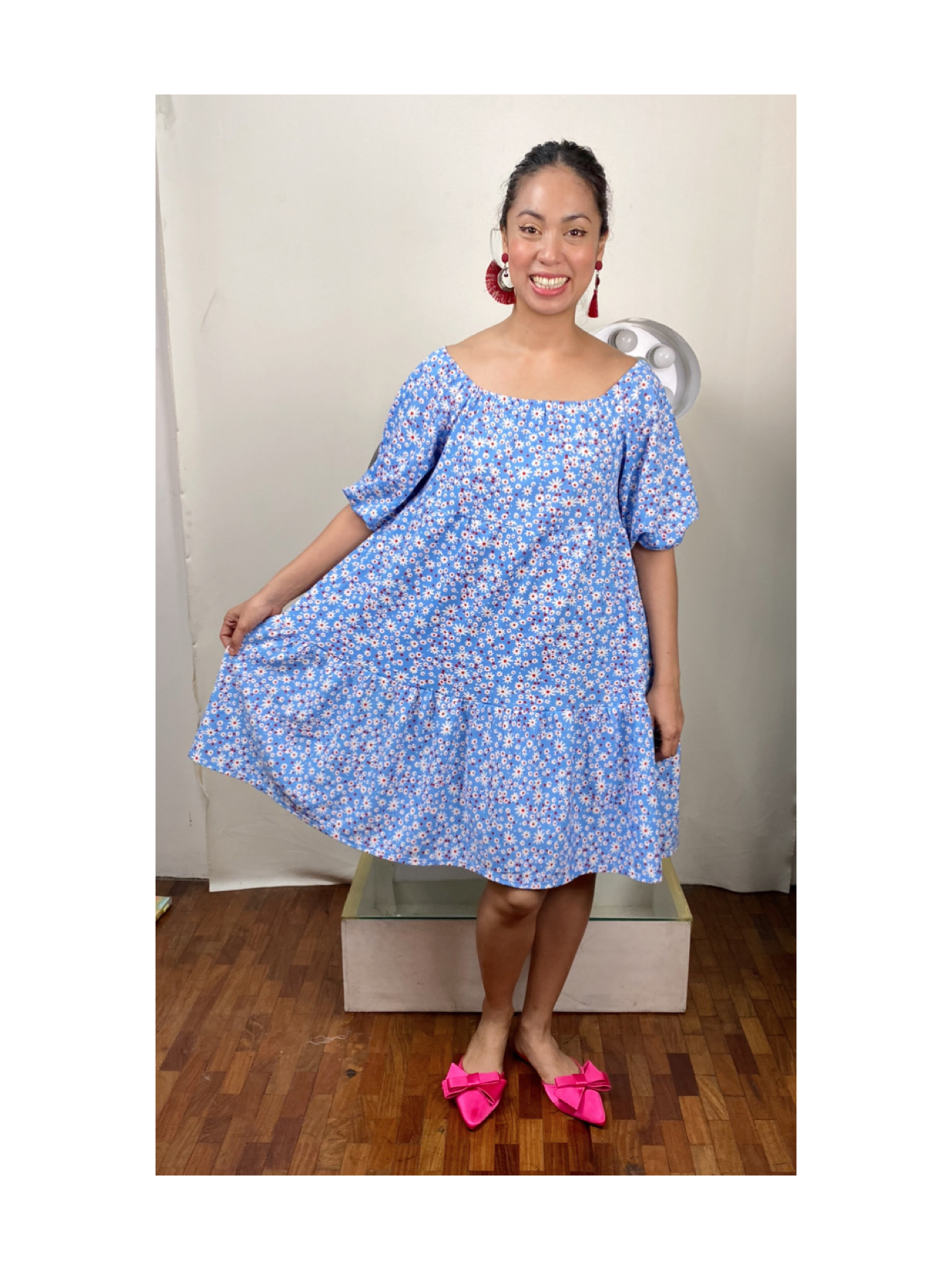 GPLUS Georgina Knee Length Dress Calico Daisies