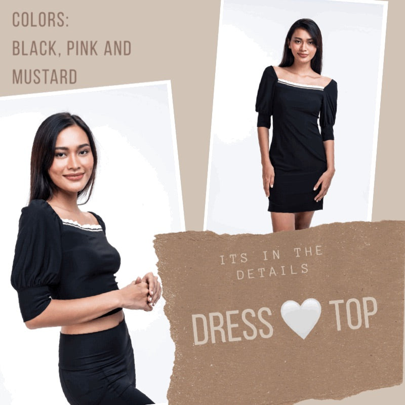 Olivia Square Neck Ruffle Ribbed Dress or Blouse (price separately)