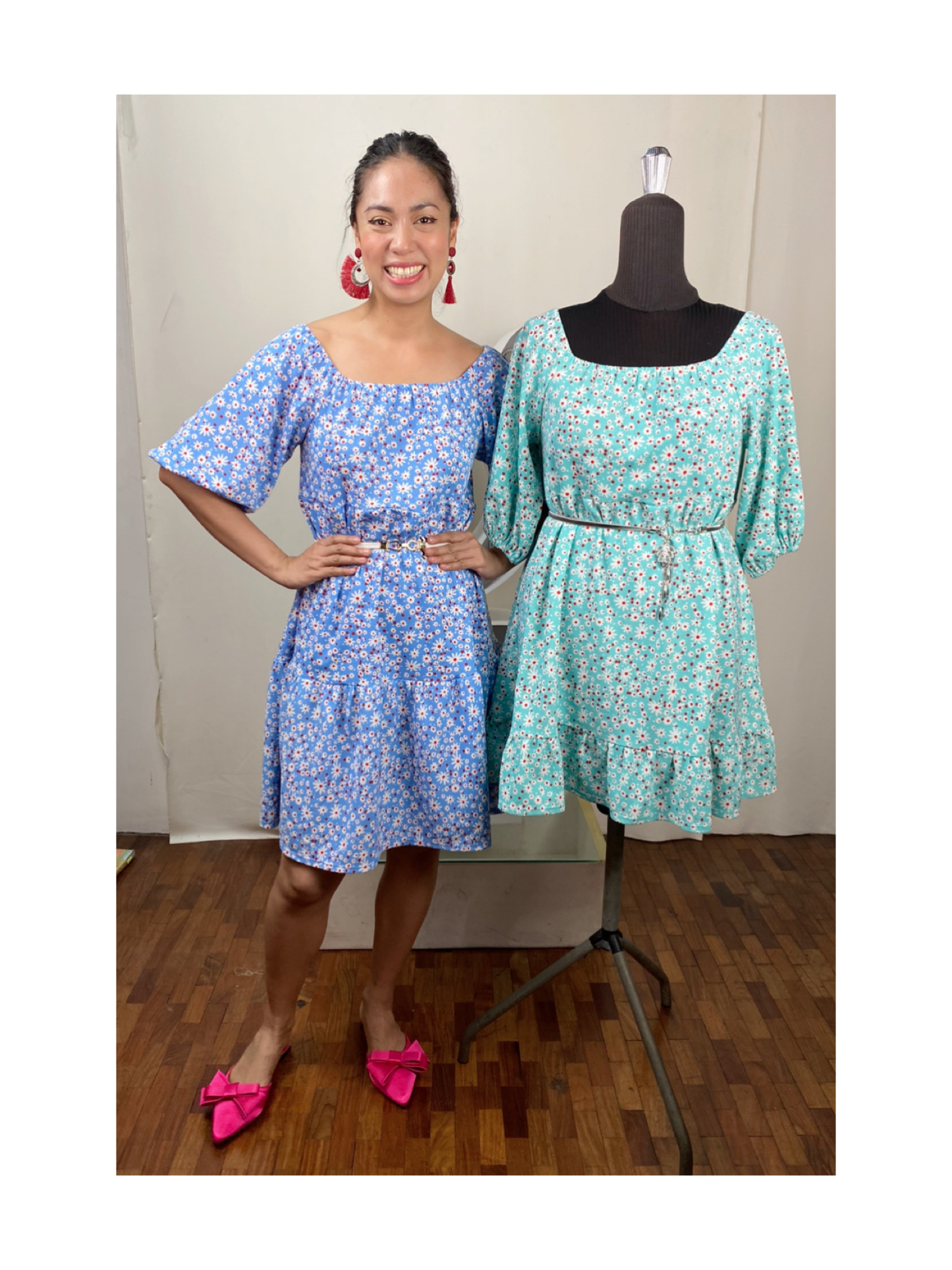 GPLUS Georgina Knee Length Dress Calico Daisies