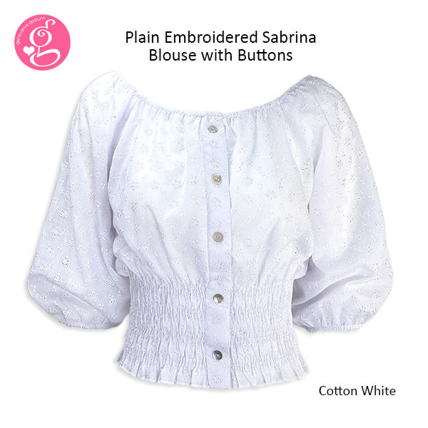 Plain Embroidered Eyelet Sabrina Blouse (with front buttons)