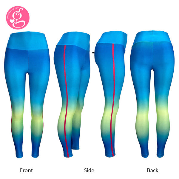 Y Workout Sea Breeze Set (Top and sexy control tummy leggings)