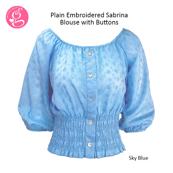 Plain Embroidered Eyelet Sabrina Blouse (with front buttons)
