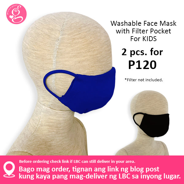 Cotton Solid Colors Washable Filter Pocket Face Cloth - Unisex, Comfortable & Reusable - 2 for P60