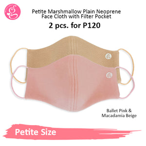 Marshmallow Plain Neoprene With Filter Pocket - Petite or Small Face Size 2 pcs for P60